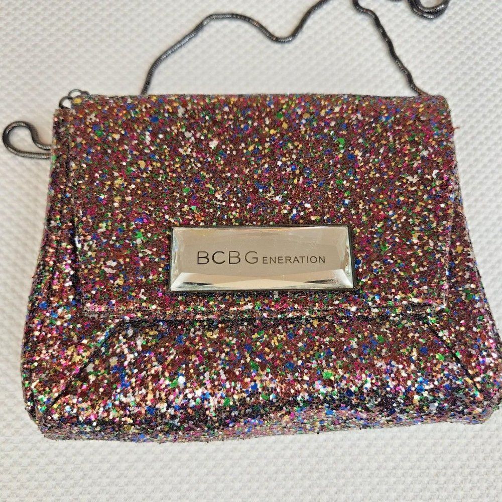 Vintage Y2K BCBG Rainbow Glitter Bag Handbag Purse Cross Body Formal Prom